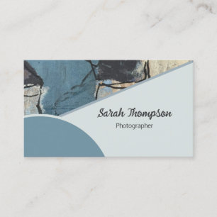 Mixed Media Abstract Grey Grey Blue QR Code Business Card
