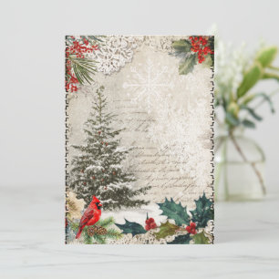 Mixed Media Abstract Vintage Style Christmas Card