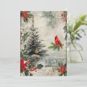Mixed Media Abstract Vintage Style Christmas Card