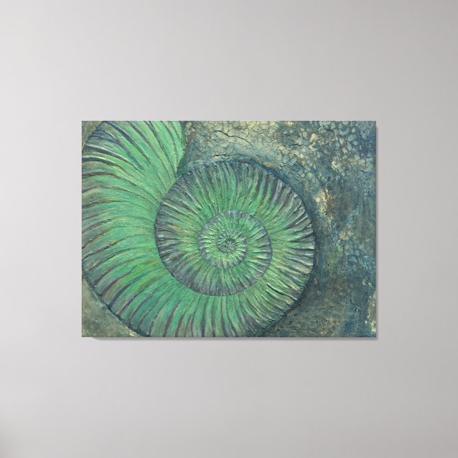 Mixed media ammonite painting canvas print (Front)