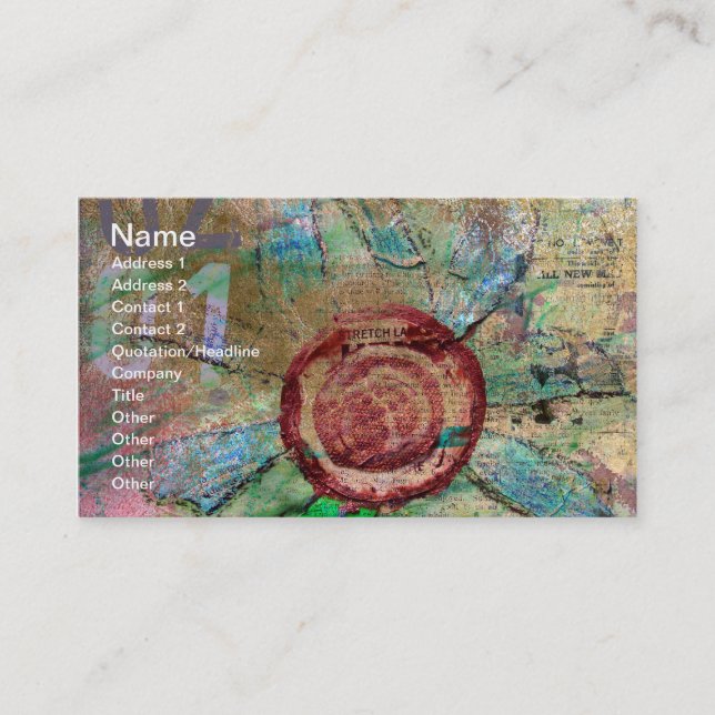 Mixed Media and Digital Flower Business Card (Front)