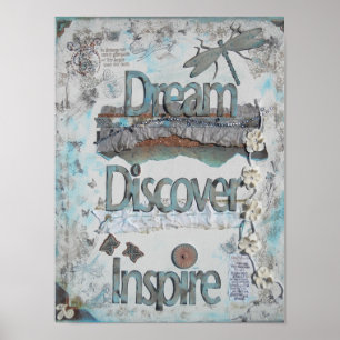 Mixed Media Art Dream Discover Quote Art Print