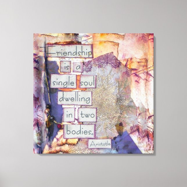 Mixed Media Art Friendship Is A Single Soul Canvas Print (Front)