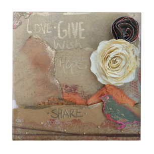 Mixed Media Art Love Tile