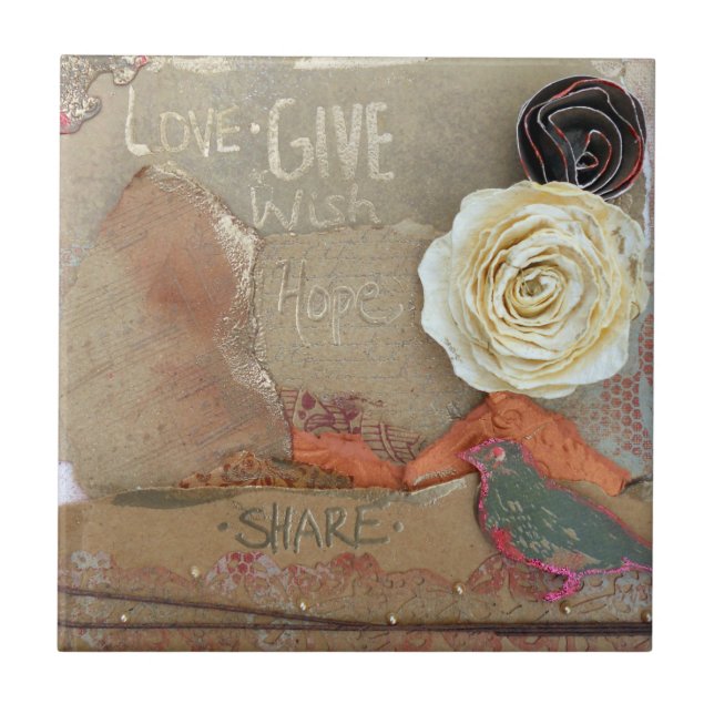 Mixed Media Art Love Tile (Front)