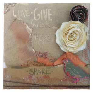 Mixed Media Art Love Tile