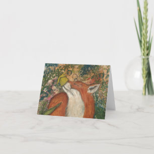 Mixed Media Art Red Fox and Daffodil Ceville Card