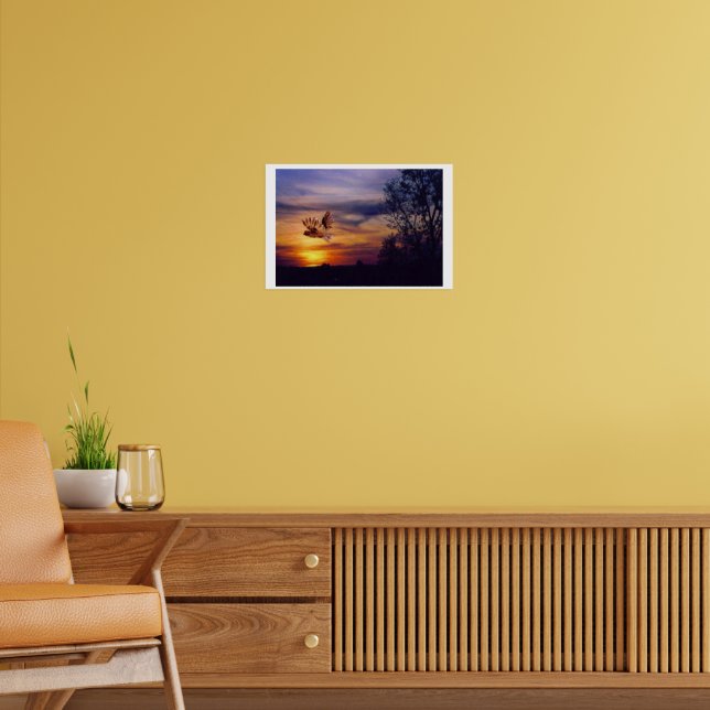 Mixed Media Art Sunset Owl Poster (Living Room 2)