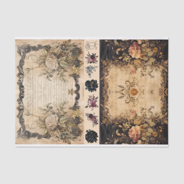 Mixed Media Artist Junk Journal Dark Gothic Tissue Paper (Front)