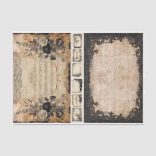 Mixed Media Artist Junk Journal Dark Gothic Tissue Paper