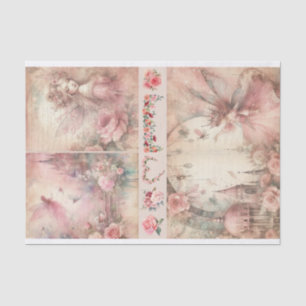Mixed Media Artist Pink Junk Journal Fairy Collage Tissue Paper
