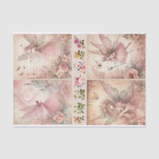 Mixed Media Artist Pink Junk Journal Fairy Collage Tissue Paper