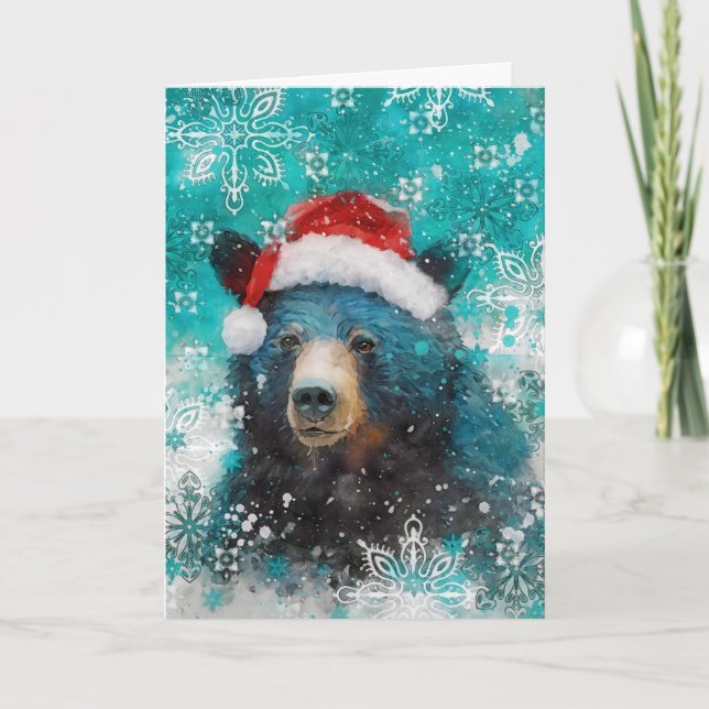 Mixed Media Bear Print Holiday Card AP458B1 (Front)