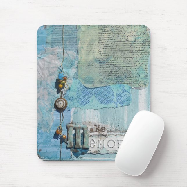 Mixed Media Blue Memories Art Mouse Mat (With Mouse)