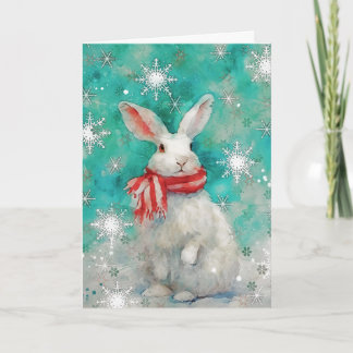 Mixed Media Bunny Print Christmas Card AP446B1