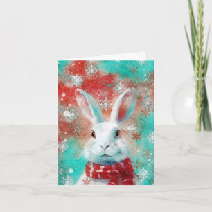 Mixed Media Bunny Print Christmas Card AP453B1