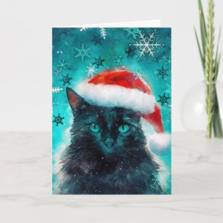 Mixed Media Cat Print Christmas Card AP410A2