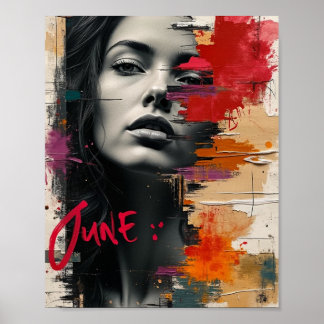 Mixed-Media Collage Abstract Wall Art with Bold 