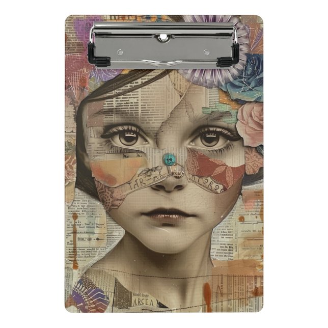 Mixed Media Collage Portrait Art (10) Mini Clipboard (Front)