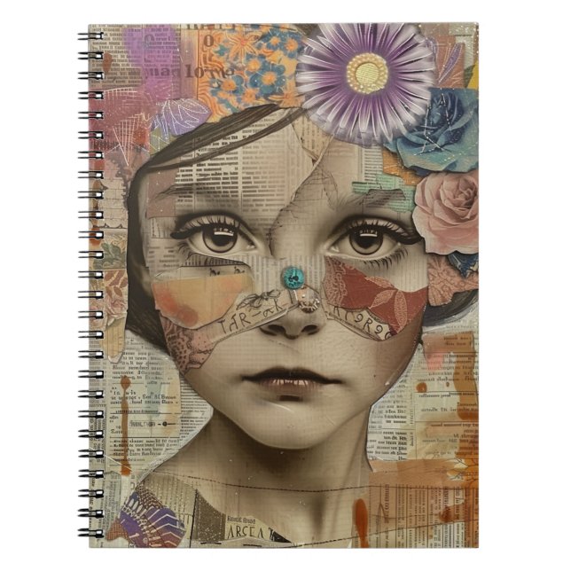 Mixed Media Collage Portrait Art (10) Notebook (Front)