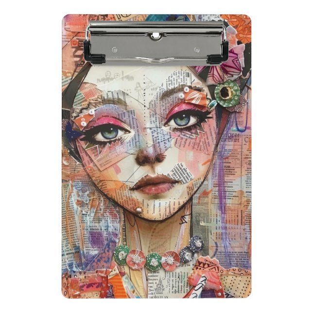Mixed Media Collage Portrait Art (11) Mini Clipboard (Front)