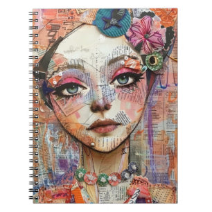 Mixed Media Collage Portrait Art (11) Notebook