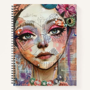 Mixed Media Collage Portrait Art (11) Notebook