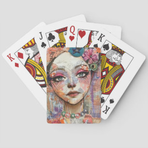 Mixed Media Collage Portrait Art (11) Playing Cards