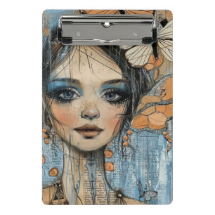 Mixed Media Collage Portrait Art (12) Mini Clipboard
