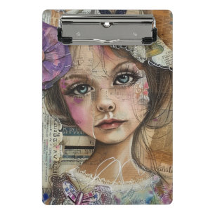 Mixed Media Collage Portrait Art (1) Mini Clipboard