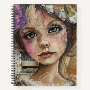 Mixed Media Collage Portrait Art (1) Notebook