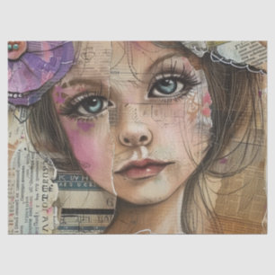 Mixed Media Collage Portrait Art (1) Tissue Paper