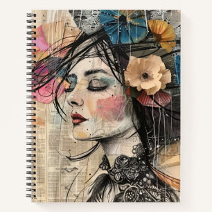 Mixed Media Collage Portrait Art (2) Notebook