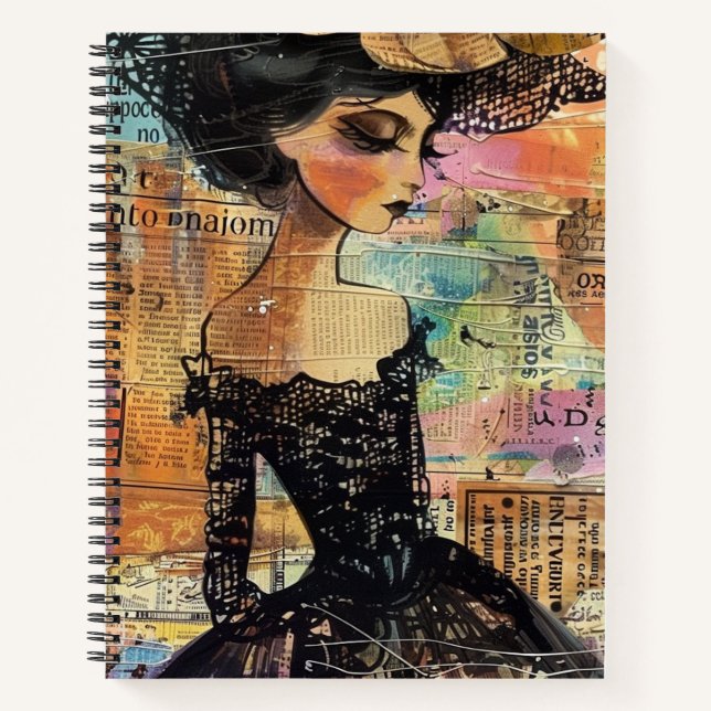 Mixed Media Collage Portrait Art (4) Notebook (Front)