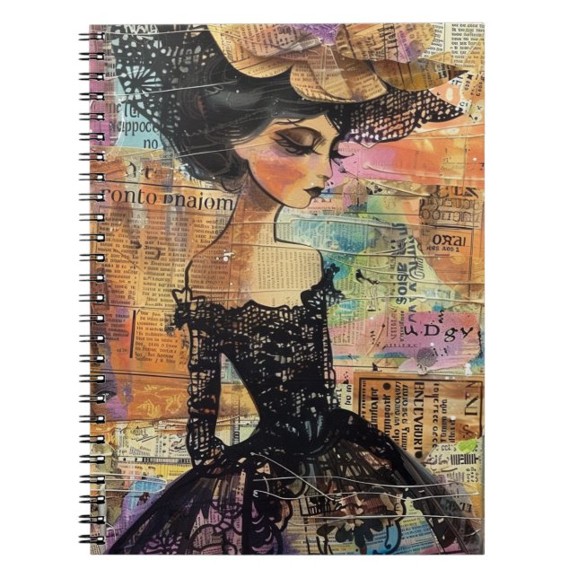 Mixed Media Collage Portrait Art (4) Notebook (Front)