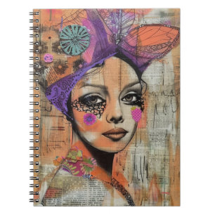 Mixed Media Collage Portrait Art (5) Notebook