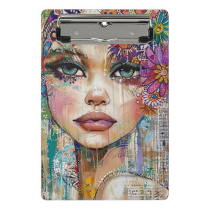 Mixed Media Collage Portrait Art (6) Mini Clipboard