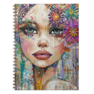 Mixed Media Collage Portrait Art (6) Notebook