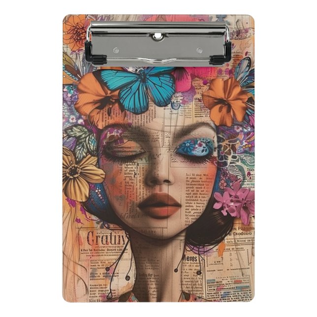 Mixed Media Collage Portrait Art (7) Mini Clipboard (Front)