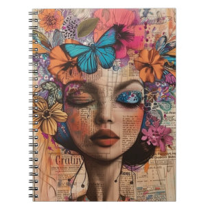 Mixed Media Collage Portrait Art (7) Notebook
