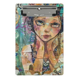 Mixed Media Collage Portrait Art (8) Mini Clipboard