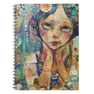 Mixed Media Collage Portrait Art (8) Notebook