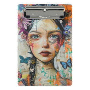 Mixed Media Collage Portrait Art (9) Mini Clipboard