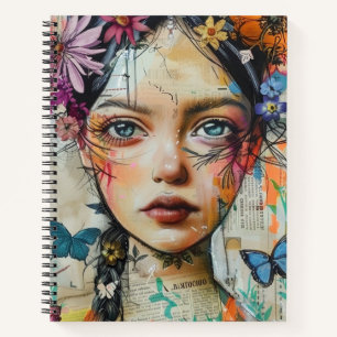 Mixed Media Collage Portrait Art (9) Notebook