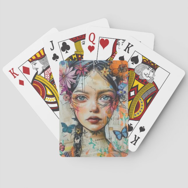Mixed Media Collage Portrait Art (9) Playing Cards (Back)