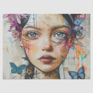 Mixed Media Collage Portrait Art (9) Tissue Paper