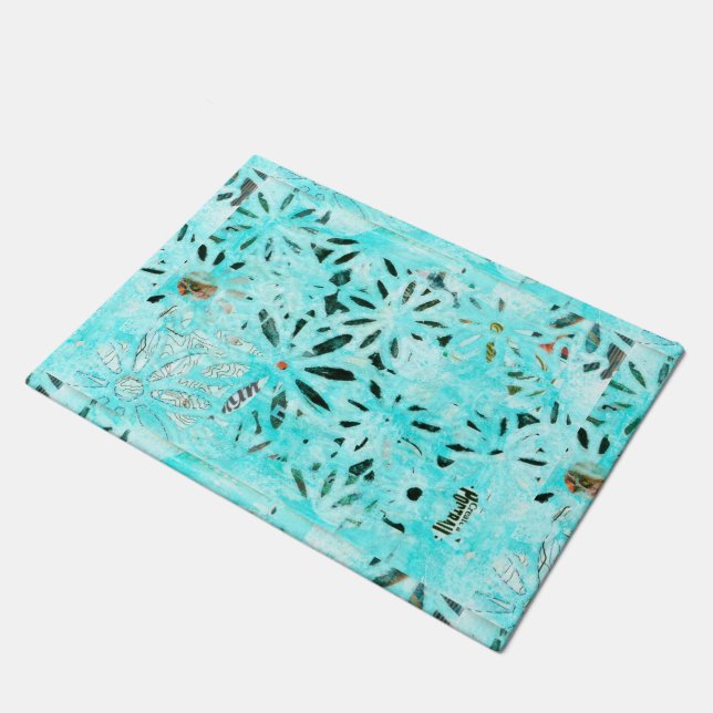 Mixed Media Daisy Art  Doormat (Angled)