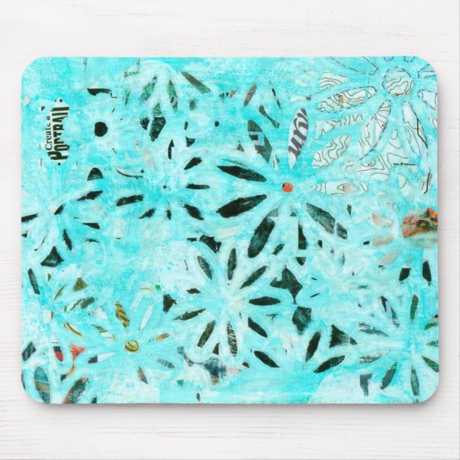 Mixed Media Daisy Art Mouse Mat (Front)