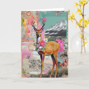 Mixed Media Deer Collage all occasions Card