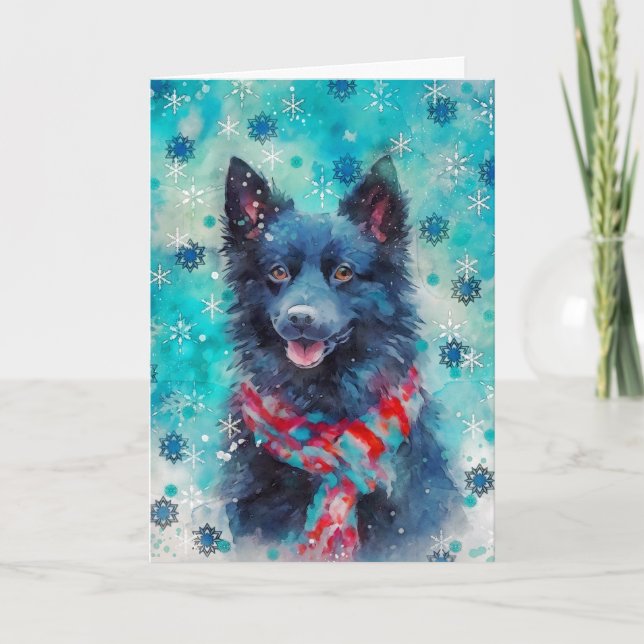 Mixed Media Dog Print Christmas Card AP430B1 (Front)